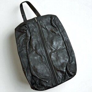 NWT Roberto Amee Black Quilted Leather Golf Shoe Bag